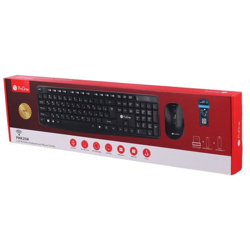 کیبورد و ماوس بی سیم پرووان مدل PMK20W، سوئیچ ممبران، Full-size