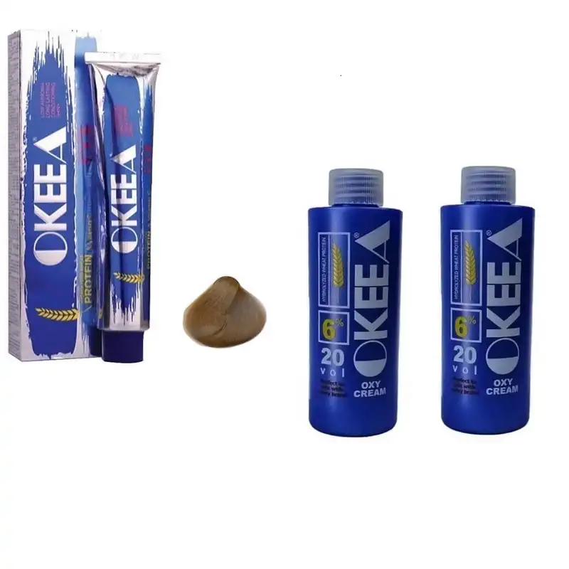 رنگ مو اکیا سری خاکستری شماره 9.1 حجم 200 میلی لیتر رنگ بلوند خاکستری روشن به همراه اکسیدان اکیا مدل 20V شش درصدی حجم 150 میلی لیتر مجموعه 2 عددی