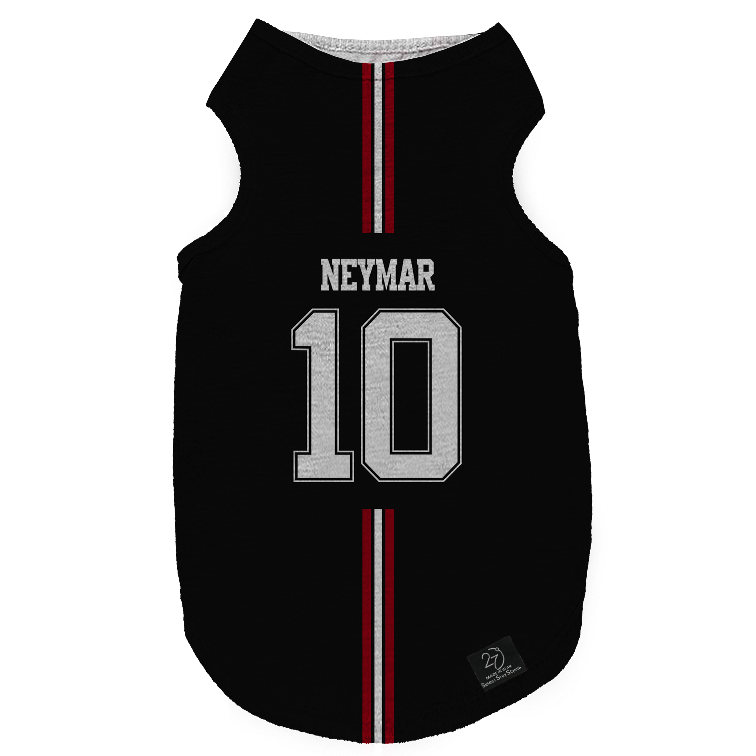 لباس سگ و گربه 27 طرح Neymar Black کد MH1392 سایز XL