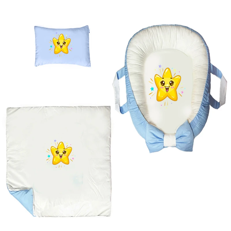 سرویس خواب سه تکه نوزاد ناریکو مدل گارد محافظ دار طرح ستاره کد 0184