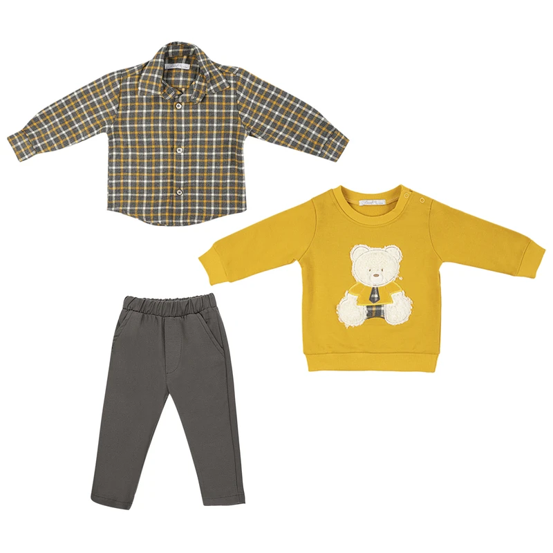 ست 3 تکه لباس پسرانه فیورلا مدل خرس کتاب خوان 25533
