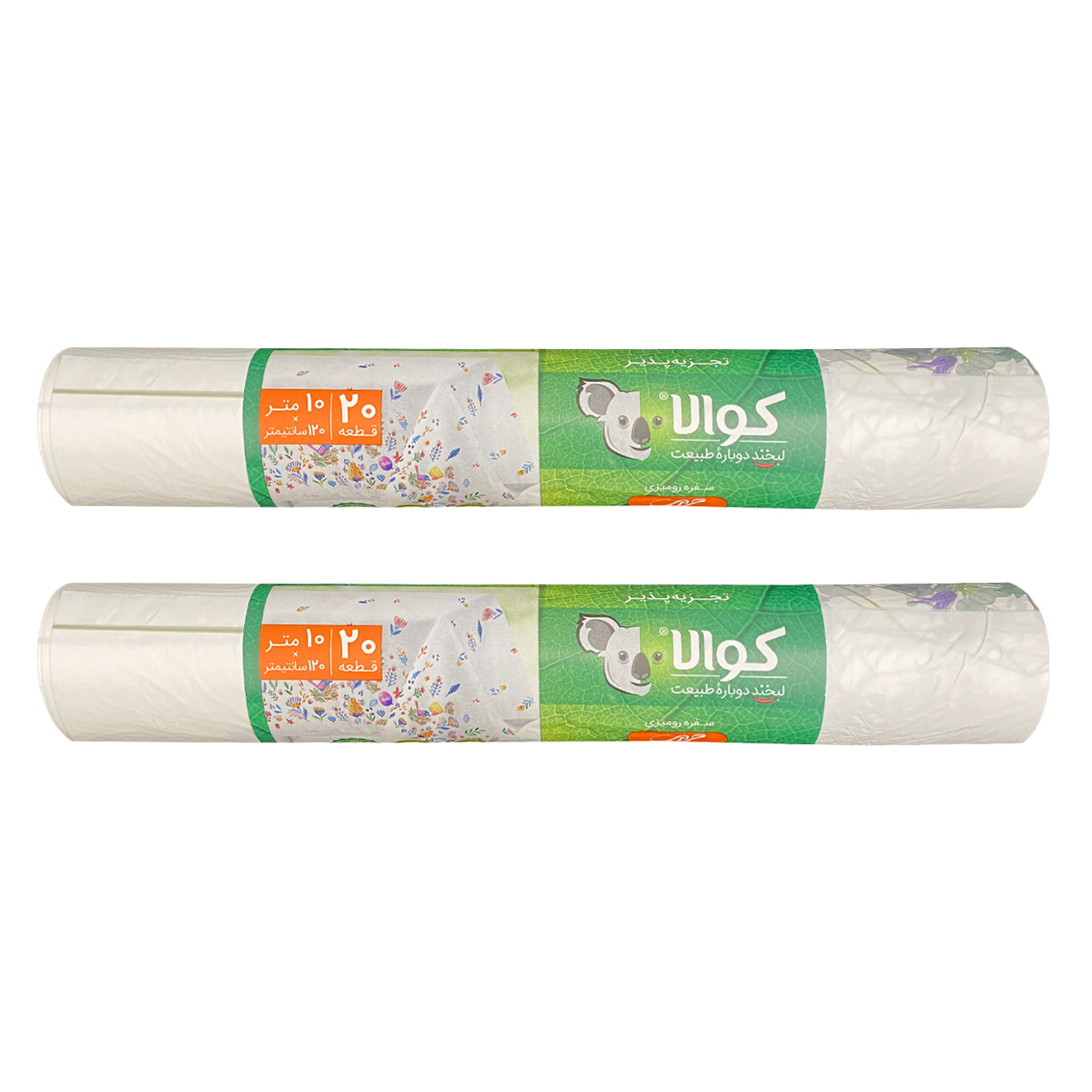 سفره یکبار مصرف کوالا مدل silk طرح گل رول 10 متری بسته 2 عددی