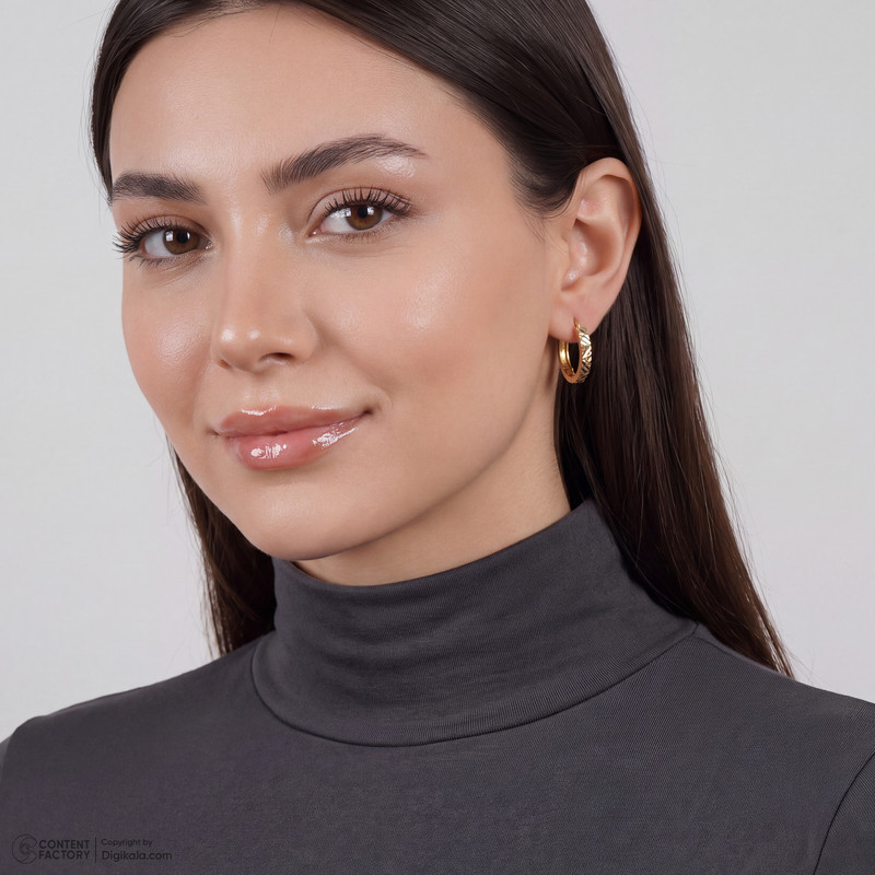گوشواره حلقه‌ای طلا 18 عیار زنانه جواهری راز مدل E255-8 - 8