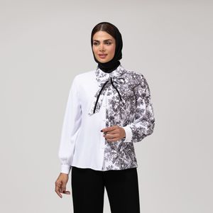 شومیز زنانه کرپ یقه کرواتی برنس مدل 30122