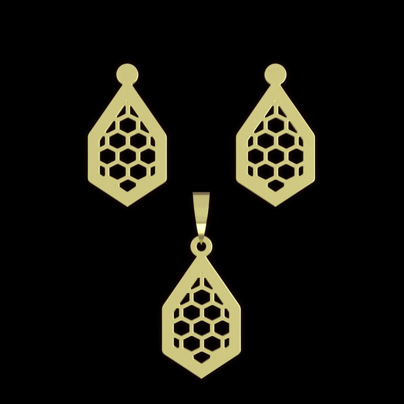 نیم ست طلا 18 عیار زنانه مدوپد مدل شش ضلعی کد NA11307