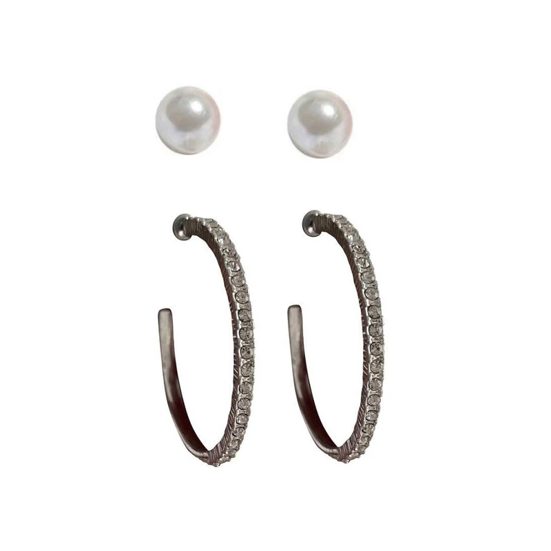 گوشواره زنانه اکسسورایز مدل نگینی کد B83 مجموعه 2 عددی