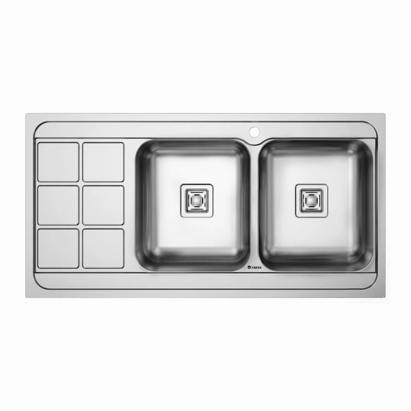 سینک ظرفشویی استیل روکار دو لگنه تابان مدل TF9202