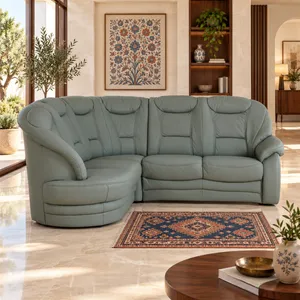 مبل ال راحتی چهار نفره با روکش چرم و پایه پلاستیکی پلیپل مدل SARDINIEN کد 23 