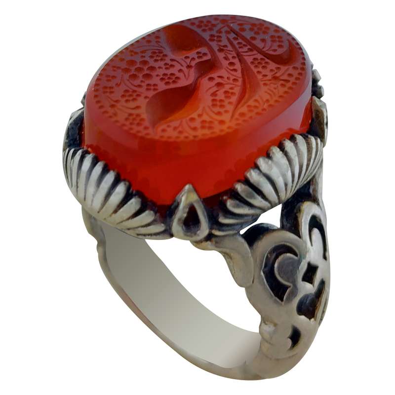 انگشتر نقره مردانه ملک زیور مدل حکاکی دستی یا رقیه