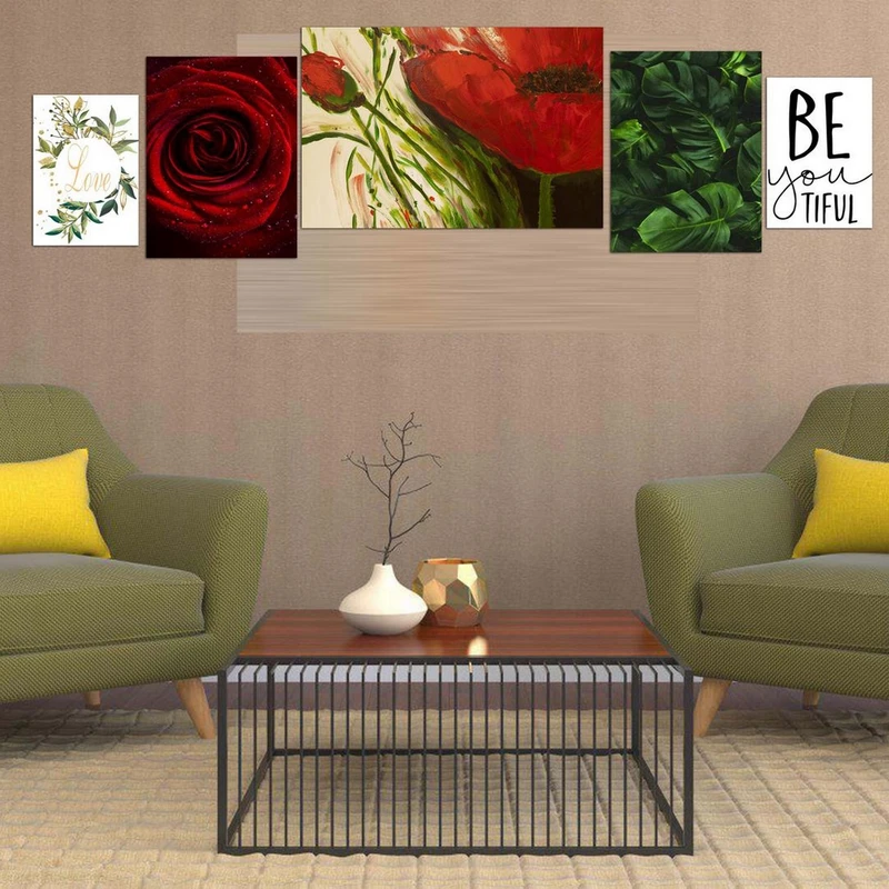 تابلو شاسی بکلیت طرح برگ انجیری و گل مدل SH-243 مجموعه 5 عددی