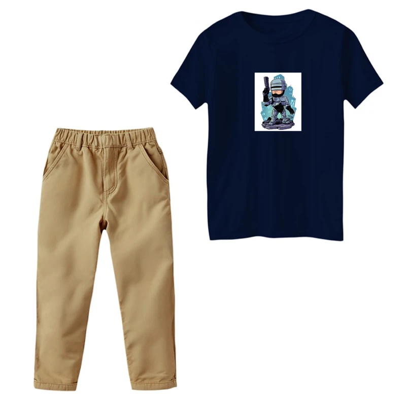 ست تی‌شرت و شلوار پسرانه مدل مرد آهنی رنگ سرمه ای