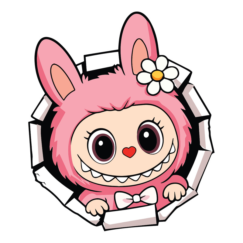 برچسب لپ تاپ پویا مارکت طرح لبوبو صورتی کد 4028