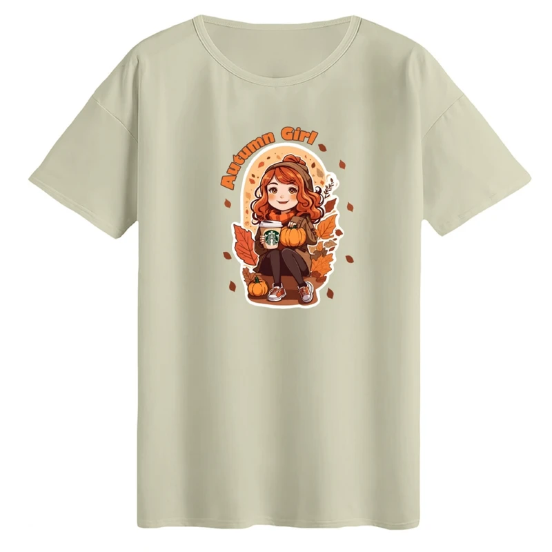 تی‌شرت لانگ آستین کوتاه زنانه مدل دخترک پاییزی