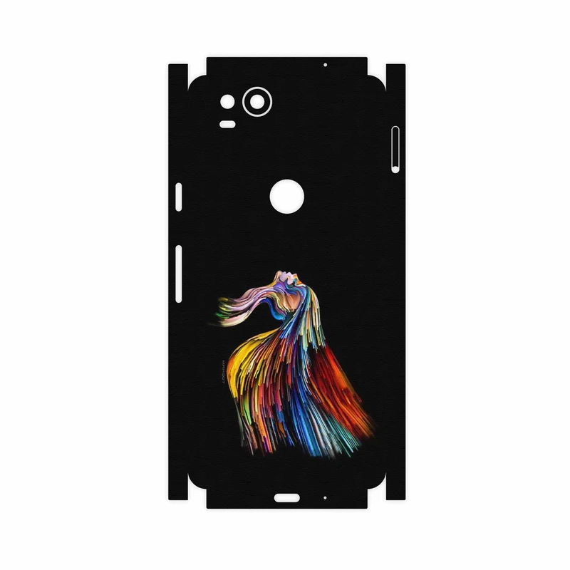 برچسب پوششی ماهوت مدل Rainbow Hair Digital Art-FullSkin مناسب برای گوشی موبایل گوگل Pixel 2
