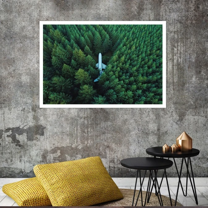 تابلو بکلیت طرح طبیعت و جنگل سرسبز مدل قاب شاسی W-s8156