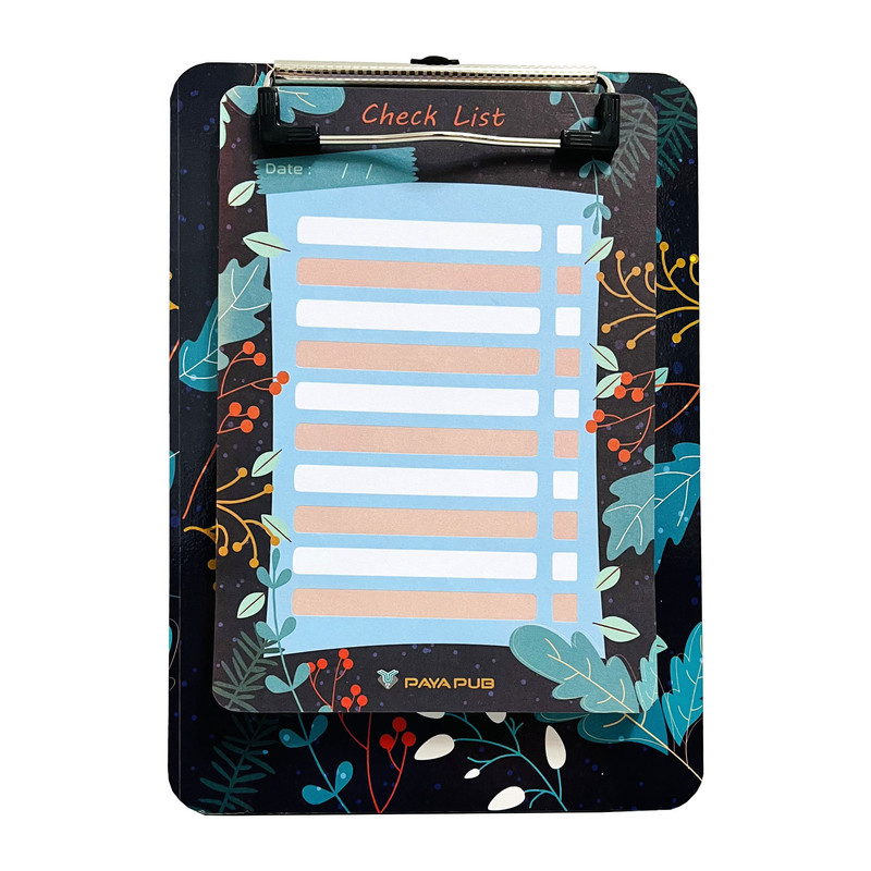 تخته شاسی پایاپاب مدل چک لیست طرح برگ آبی سایز A5 به همراه کاغذ یادداشت