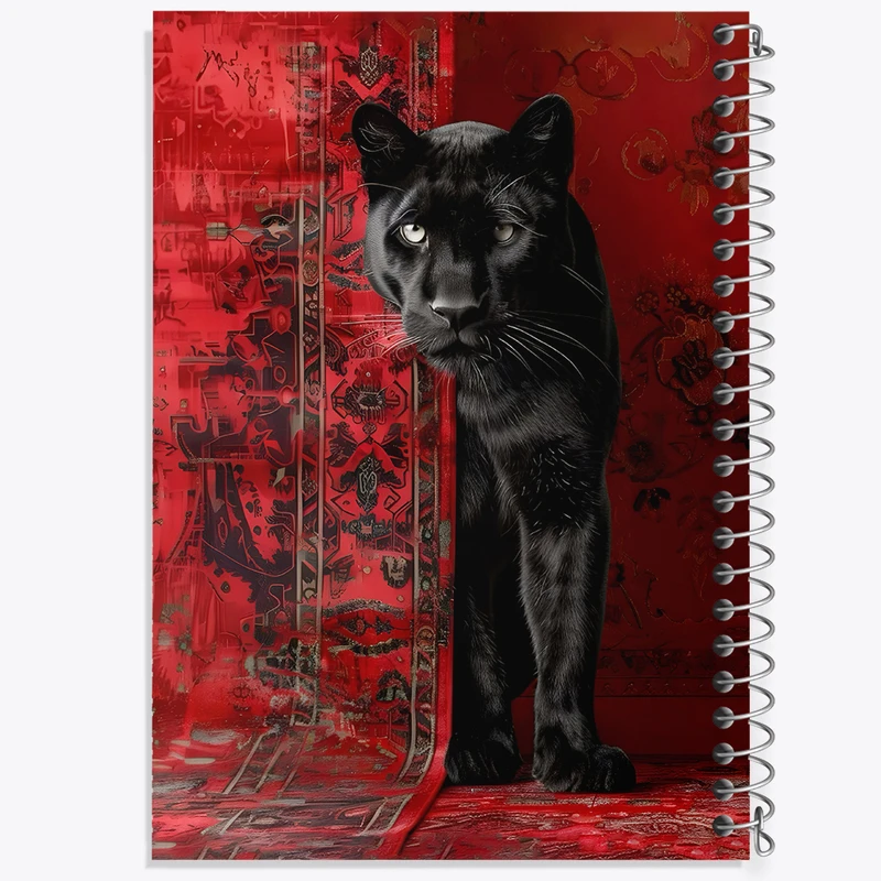 دفتر مشق 100 برگ خندالو طرح ببر سیاه و نقش فرش کد F5056