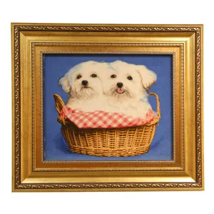 تابلو فرش دستباف مدل سگ های پشمالو کد 90