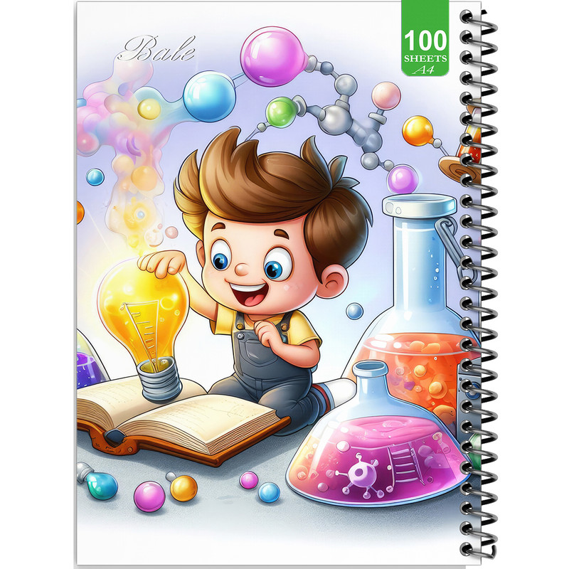 دفتر نقاشی 100 برگ بله مدل رحلی طرح فانتزی پسرانه شیمی دان کد A4-N501