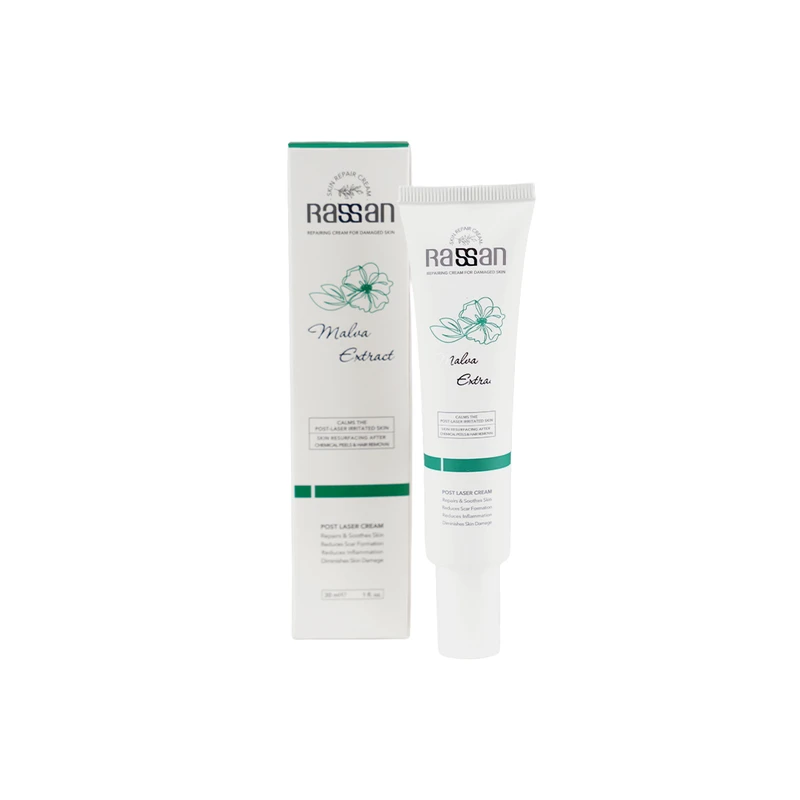 کرم نرم‌کننده بدن راسن مدل ترمیم کننده بعد لیزر مناسب برای انواع پوست حجم 30 میلی‌لیتر