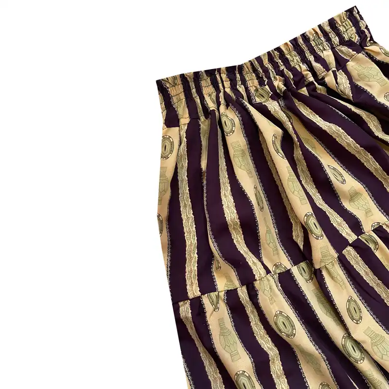 دامن چین‌دار زنانه مدل کمر کشی رنگ کرم