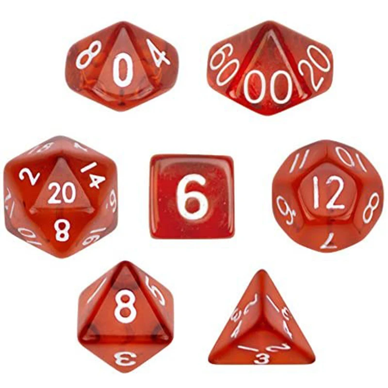 تاس بازی ویز دایس مدل Translucent Red مجموعه 7 عددی