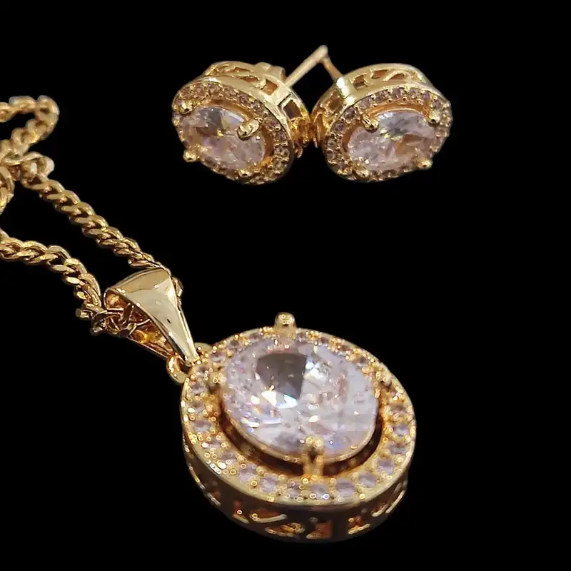 نیم ست زنانه مدل سنگ درشت دور نگین کد -YSX06