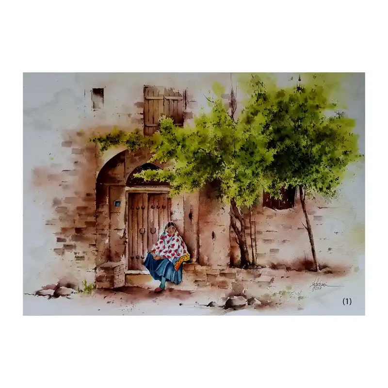 تابلو نقاشی آبرنگ طرح ابیانه کد 001