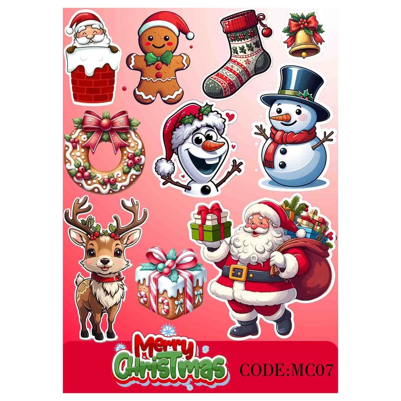 استیکر لپتاپ و گوشی طرح کریسمس کد MC07 مجموعه 11 عددی