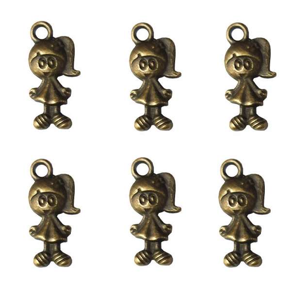 آویز دستبند طرح دخترک کد AD 223 بسته 6 عددی