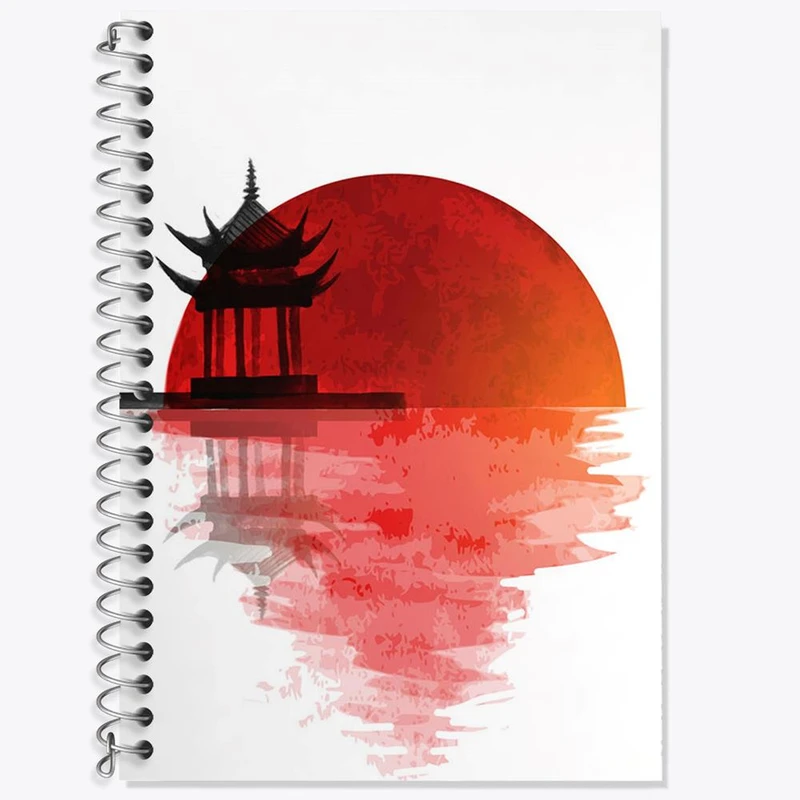 دفتر زبان 50 برگ خندالو مدل دو خط طرح پرچم ژاپن کد 20643