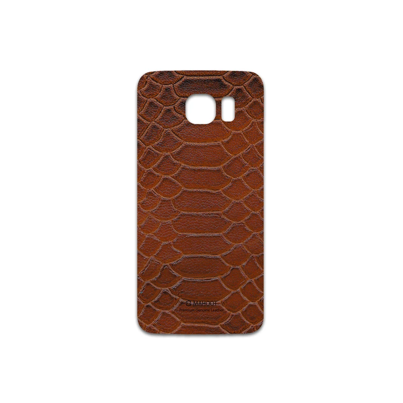 برچسب پوششی ماهوت مدل Brown-Snake-Leather مناسب برای گوشی موبایل سامسونگ Galaxy S6
