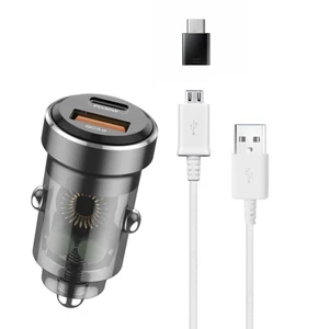 شارژر فندکی 30 وات بودی مدل CC633B به همراه کابل تبدیل USB به USB-C / microUSB