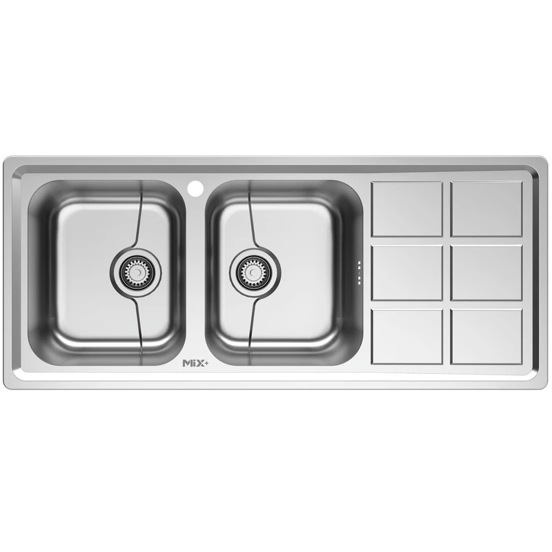 سینک ظرفشویی استیل توکار دو لگنه میکس پلاس مدل 8032-P