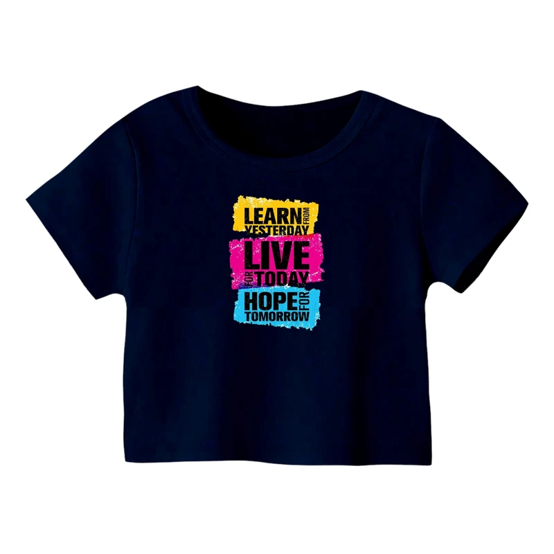 کراپ‌ تی‌شرت آستین کوتاه زنانه مدل نوشته کد 2