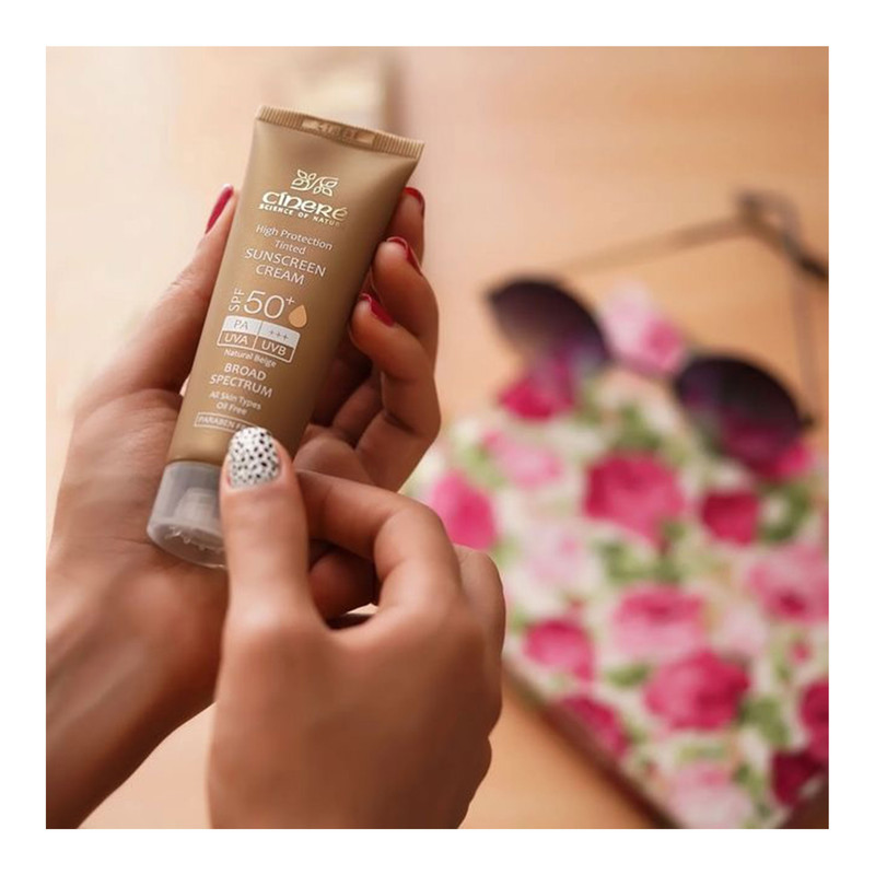 کرم ضد آفتاب رنگی سینره SPF50 مدل Broad Spectrum مناسب انواع پوست حجم 50 میلی لیتر