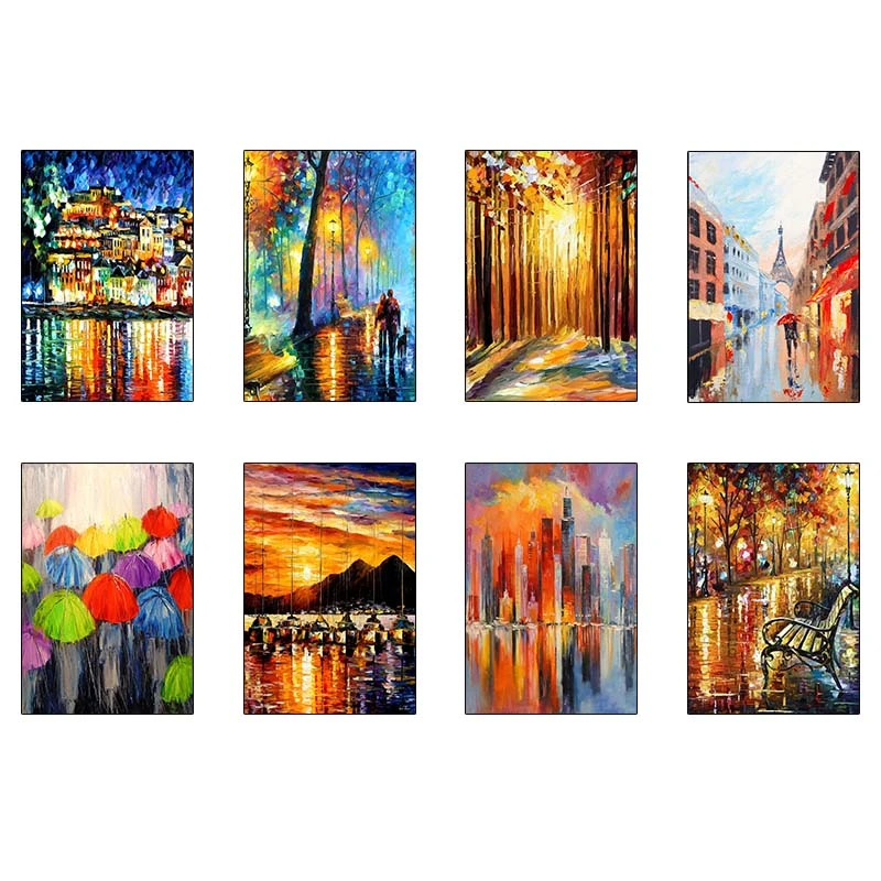 پوستر کارنيکا طرح نقاشی‌های آبرنگی Watercolor Paintings کد 17034 مجموعه 8 عددی