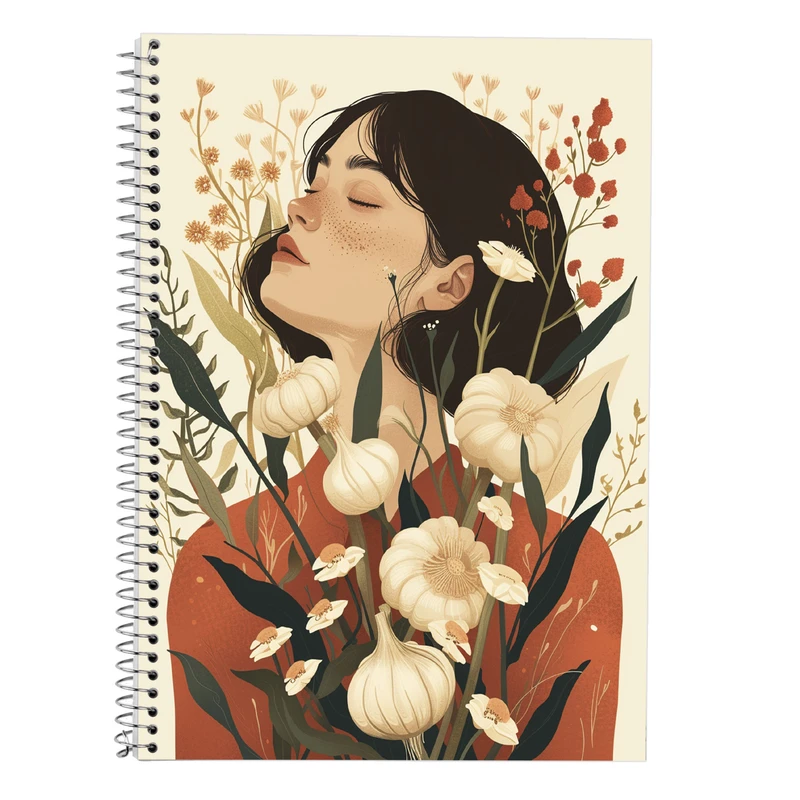 دفتر زبان 50 برگ مدوپد مدل دو خط طرح گل کد DF13807