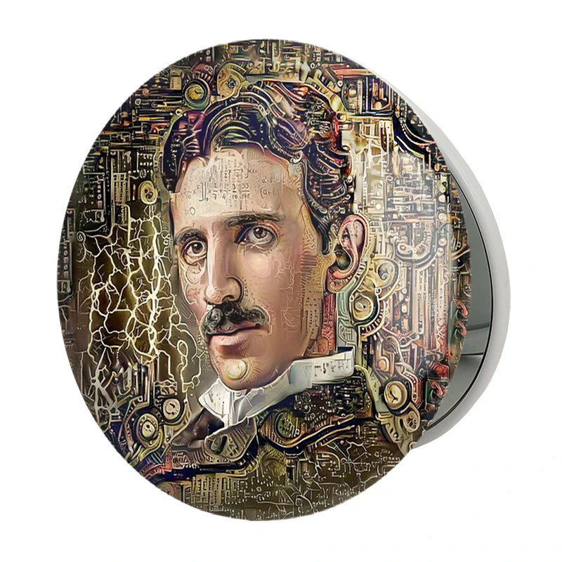 آینه جیبی خندالو طرح نیکولاس تسلا Tesla مدل تاشو کد 29493