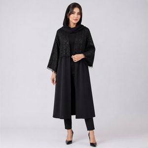 مانتو عبایی مجلسی زنانه ریزشی کارشده مدل آرتمیس کد 6534