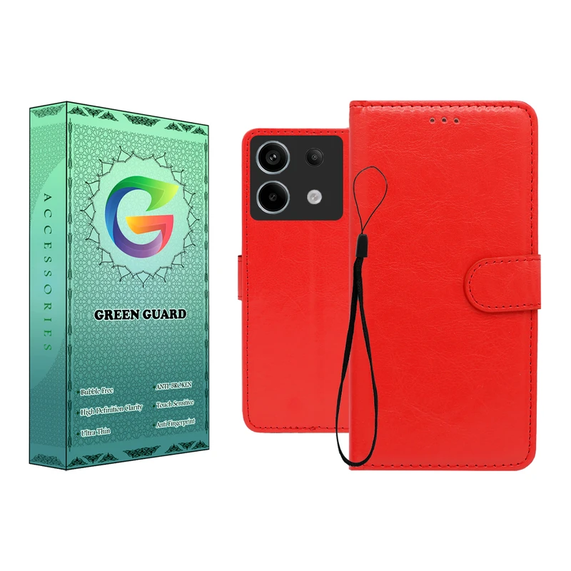 کیف کلاسوری گرین گارد طرح چرمی مدل Landing مناسب برای گوشی موبایل شیائومی Redmi Note 13 Pro 5G به همراه بند آویز