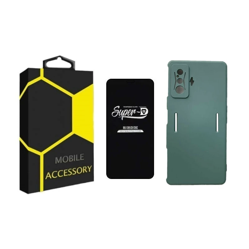 کاور مدل silicon مناسب برای گوشی موبایل شیائومی Redmi K50 Gaming به همراه محافظ صفحه نمایش