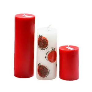 شمع دست ساز مدل استوانه یلدایی مجموعه 3عددی 