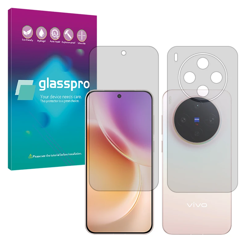 محافظ صفحه نمایش مات گلس پرو مدل بدون حاشیه مناسب برای گوشی موبایل ویوو X300 به همراه محافظ پشت گوشی