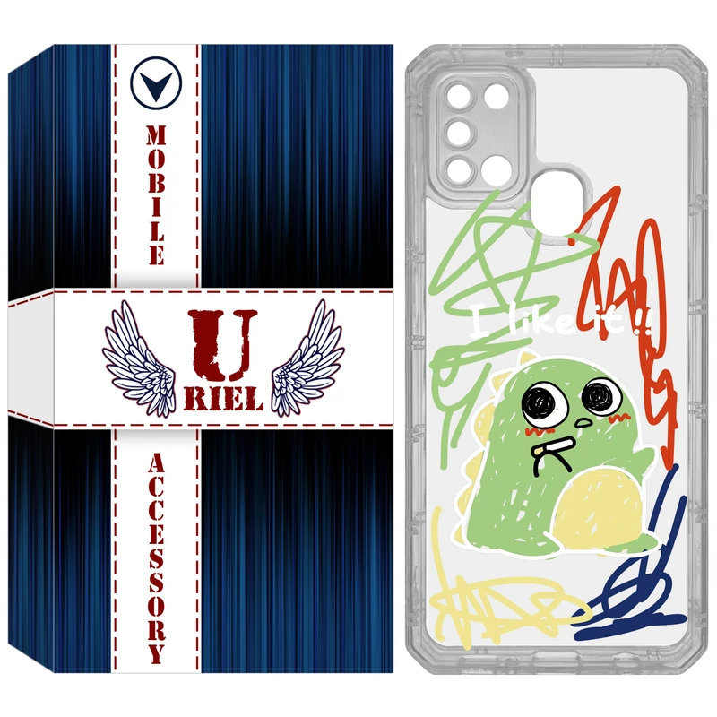 کاور یوریل قاب مدل Clear کد 21 طرح دایناسور نقاش مناسب برای گوشی موبایل سامسونگ Galaxy A21S