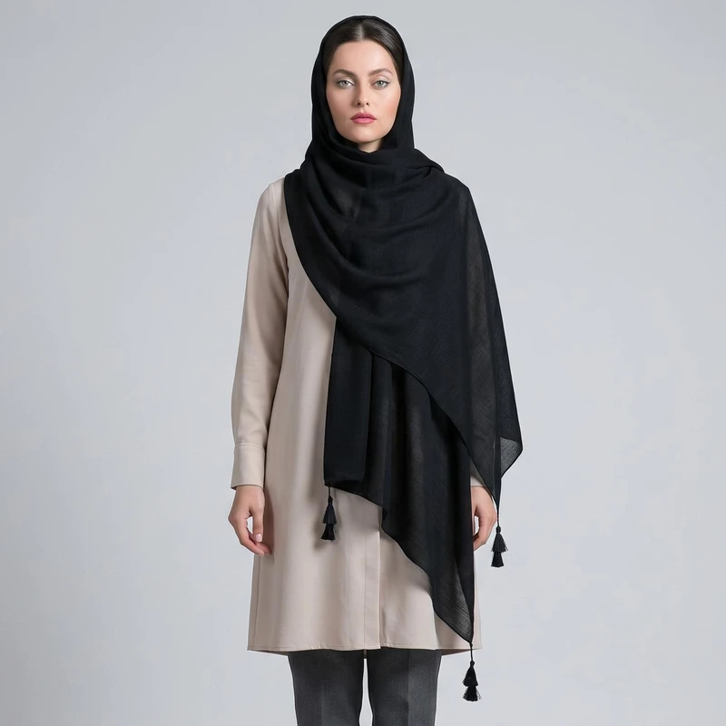 شال زنانه مدل نخی تابستونی منگوله دار کد 2087