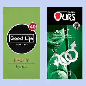 کاندوم گودلایف مدل Fruity بسته 12 عددی به همراه کاندوم ساده اورز مدل Delay Plus بسته 12 عددی
