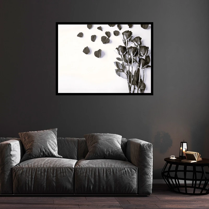 تابلو بکلیت طرحدکوری هنری دکوراتیو دسته گل  مدل B-bu5874 فریم مشکی