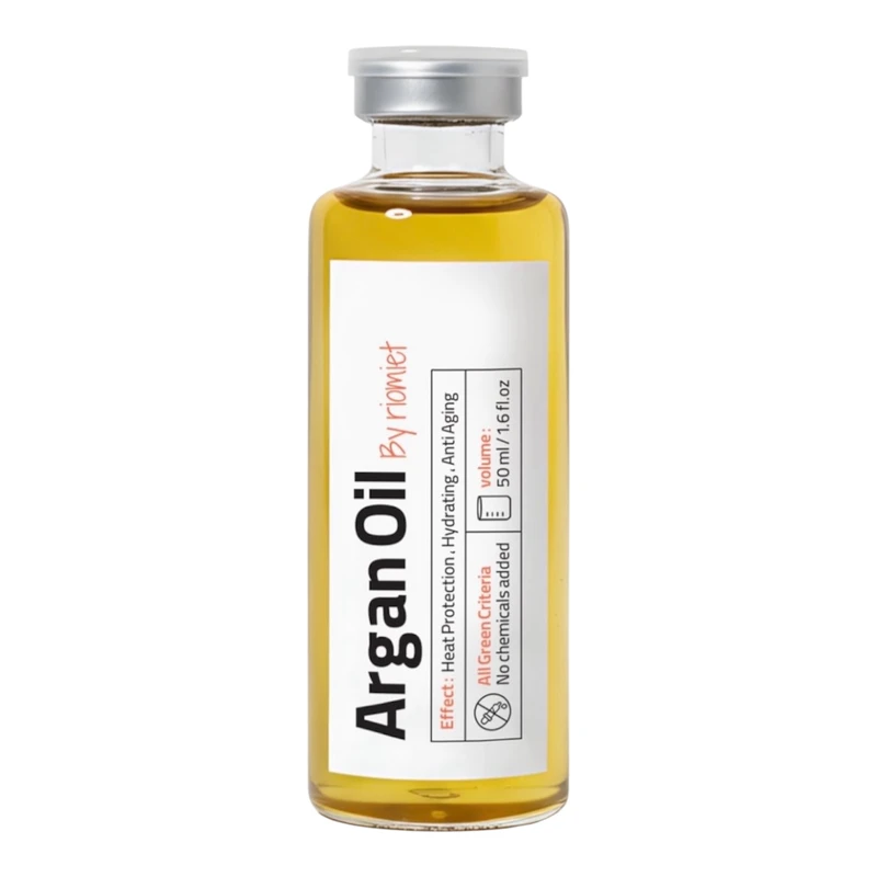 روغن آرگان مو ریومیت مدل ترمیم‌کننده و آبرسان مو مناسب انواع مو حجم 50 میلی‌‌لیتر