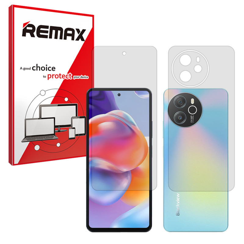 محافظ صفحه نمایش شفاف ریمکس مدل Resistant مناسب برای گوشی موبایل بلک ویو Shark 8 به همراه محافظ پشت گوشی 